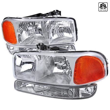 Spec-D Tuning 99-06 GMC Sierra Chrome Euro Headlights With Bumper Lights 2LBLH-GMC99-RS
